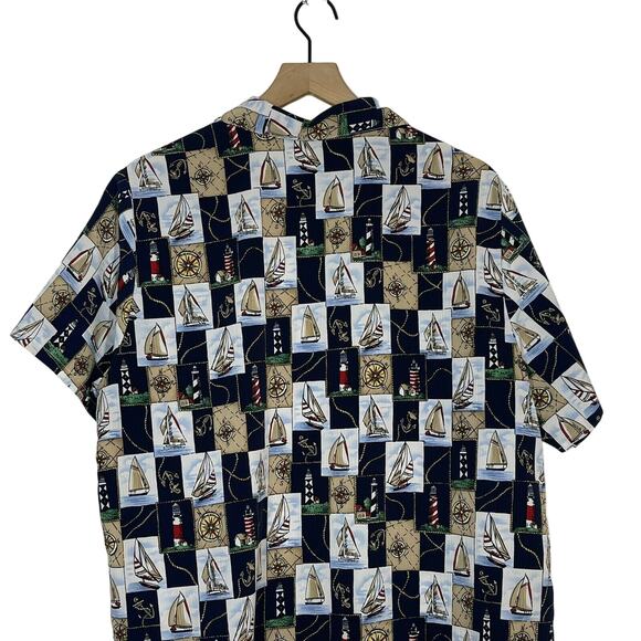 Vintage Bon Worth Womens Size Petite L Nautical Button Shirt Boats Lighthouse - Picture 5 of 8